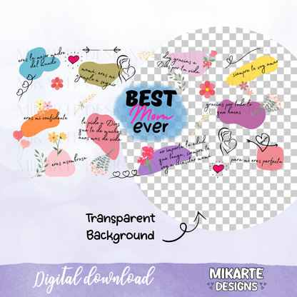 Best Mom ever | 16oz Glass Can PNG Digital Design