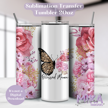 Butterfly Blessed Mom | Tumbler Sublimation Transfer