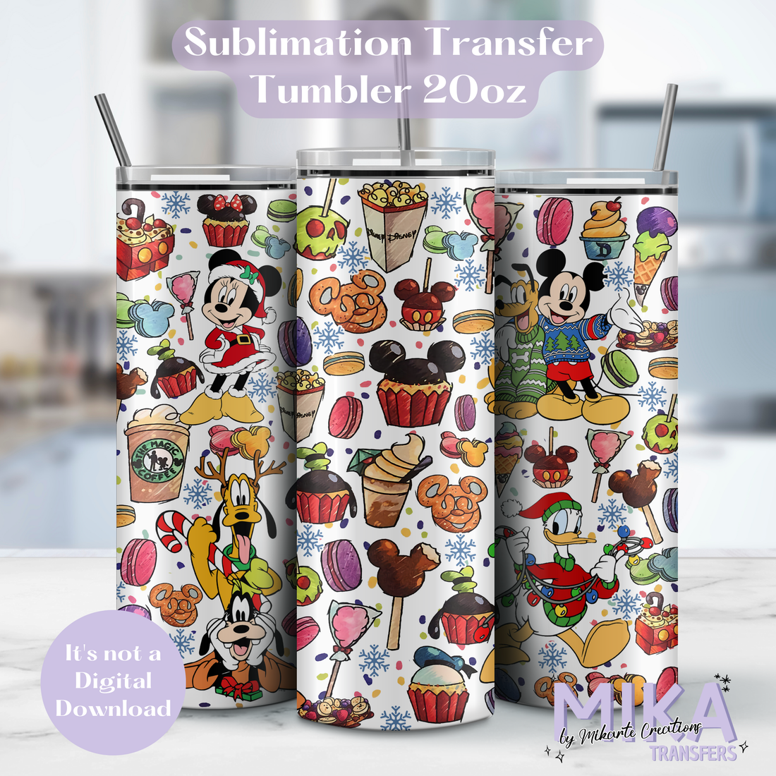 Mouse Cartoon Christmas | Tumbler Sublimation Transfer