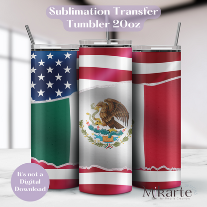 Mexico &amp; USA - Tumbler Sublimation Transfer