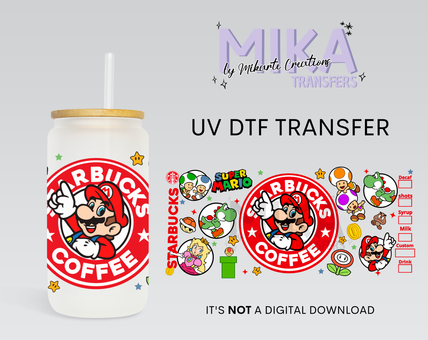 Mario Red Coffee | UV DTF Wrap