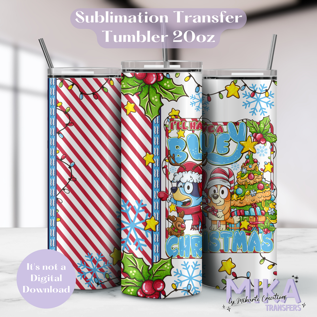 Blue Christmas | Tumbler Sublimation Transfer