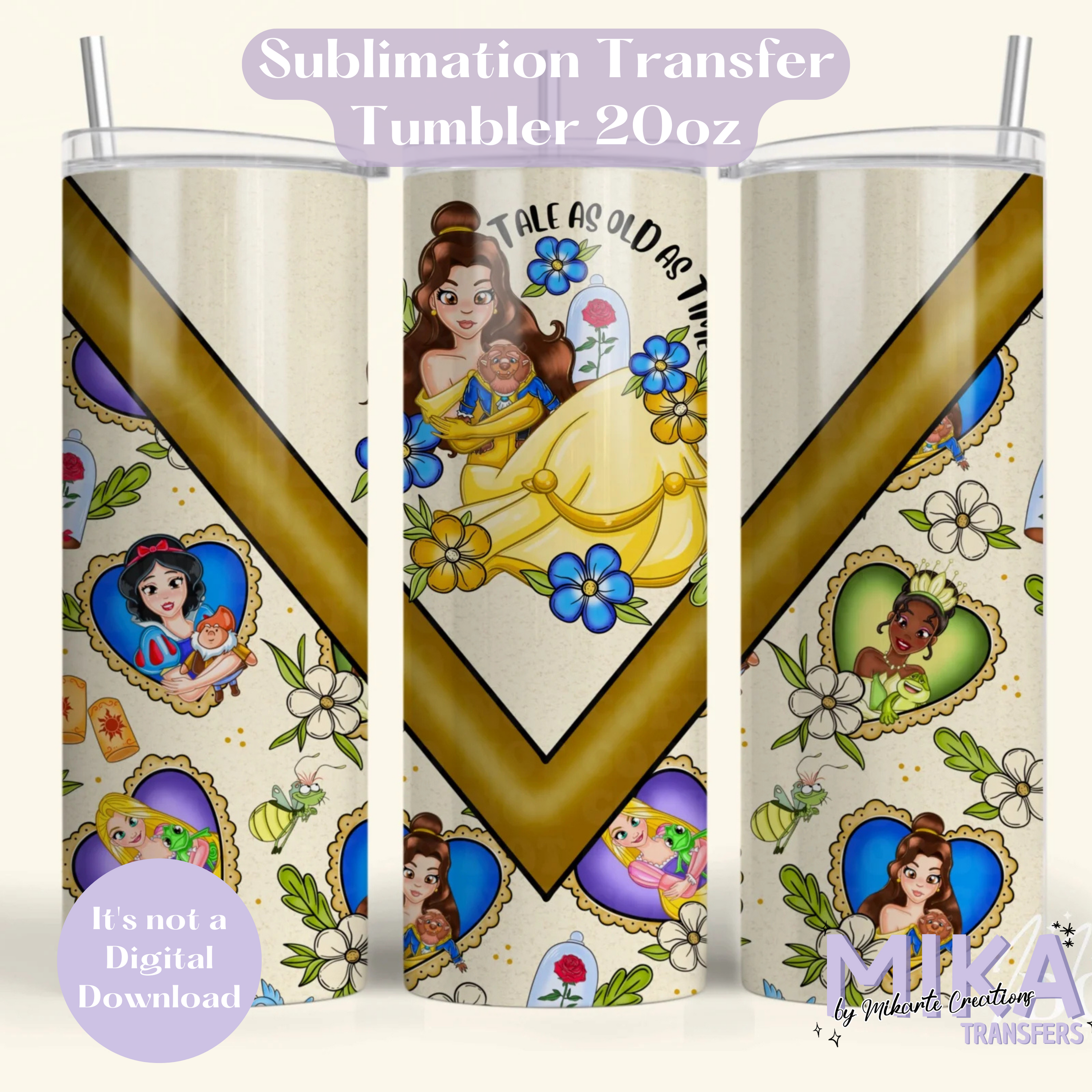 La Bella y la Bestia | Transferencia de sublimación para vaso