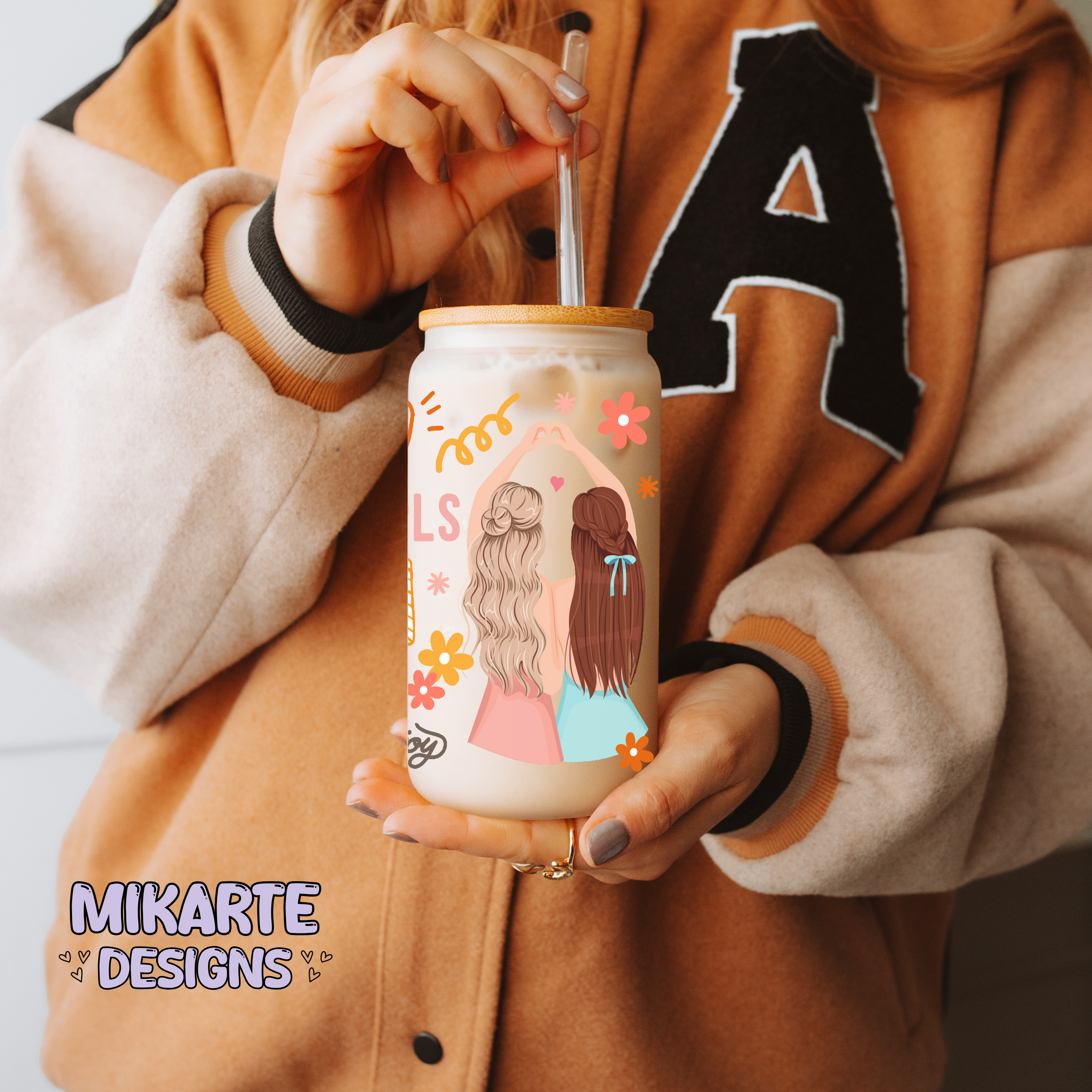 Chica Preciosa | Vaso de Cristal de 16oz Diseño Digital PNG