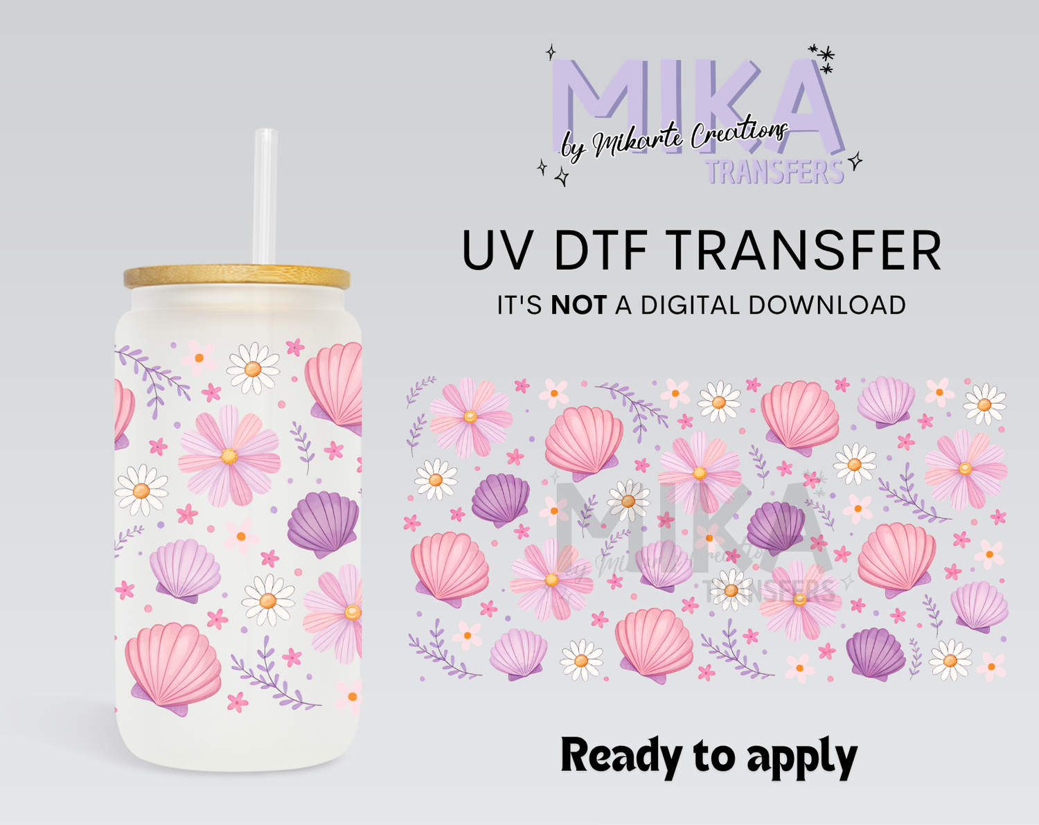 Purple Seashells Daisy | UV DTF