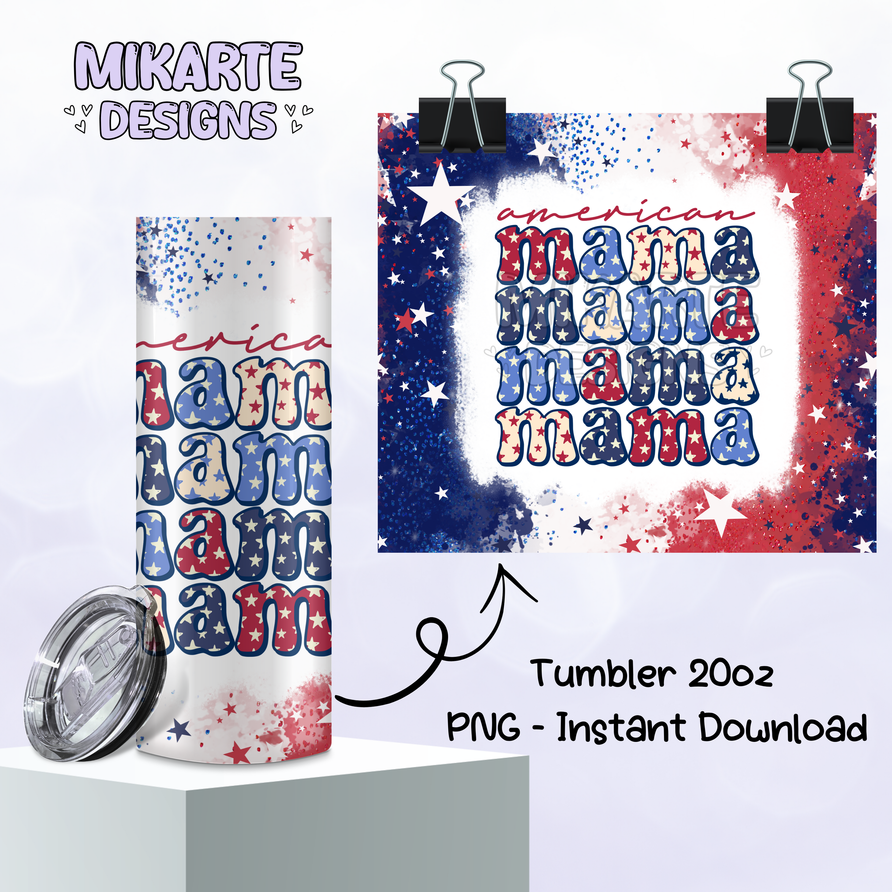 Mamá Americana | Diseño Digital PNG para Vaso