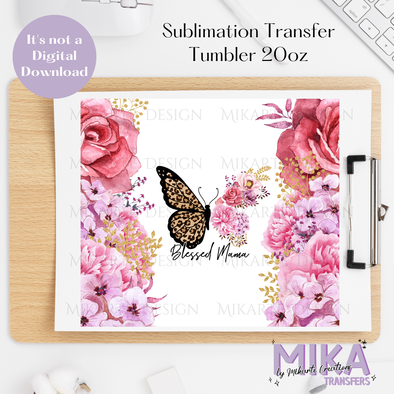 Butterfly Blessed Mom | Tumbler Sublimation Transfer