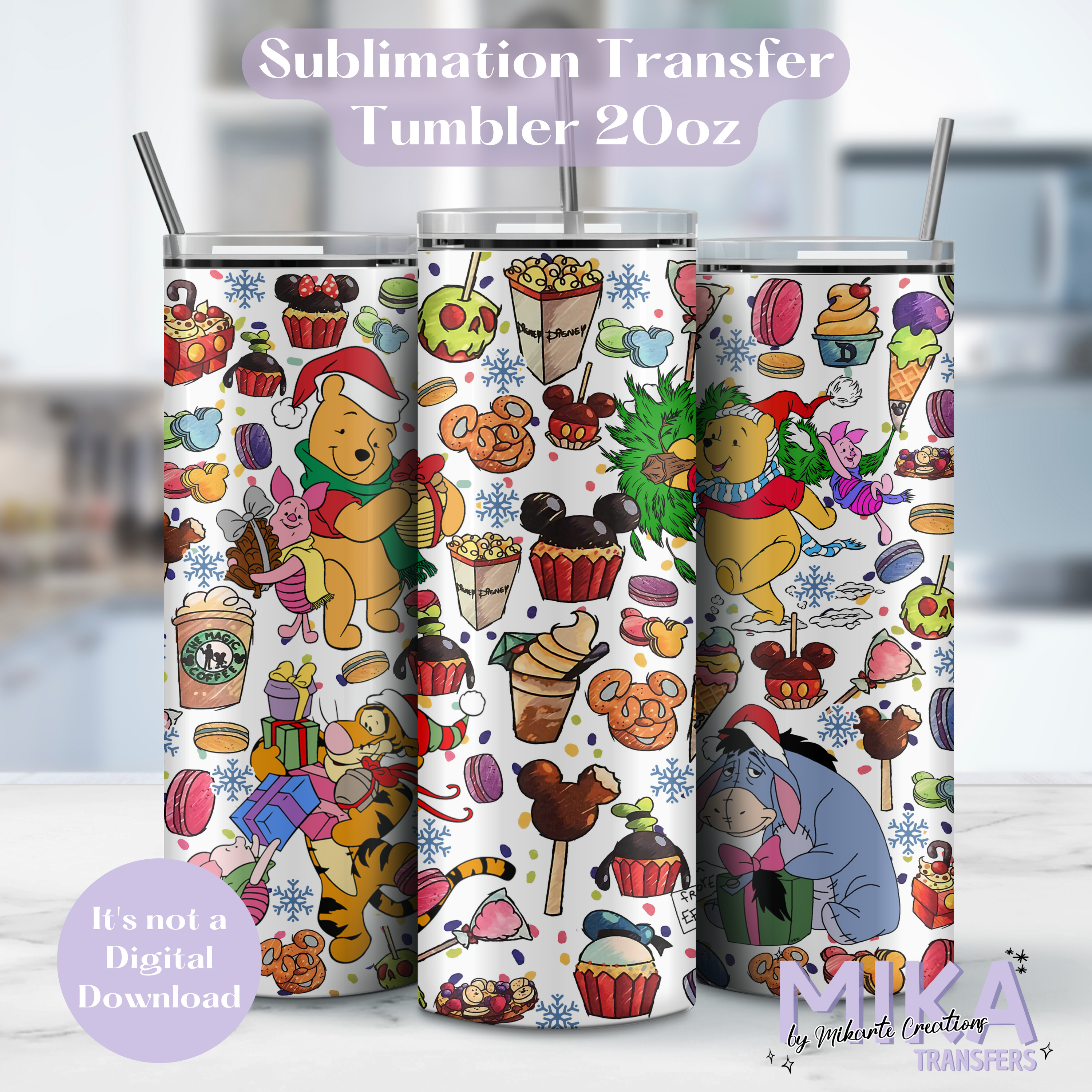 Oso de dibujos animados Navidad | Transferencia de sublimación para vaso térmico