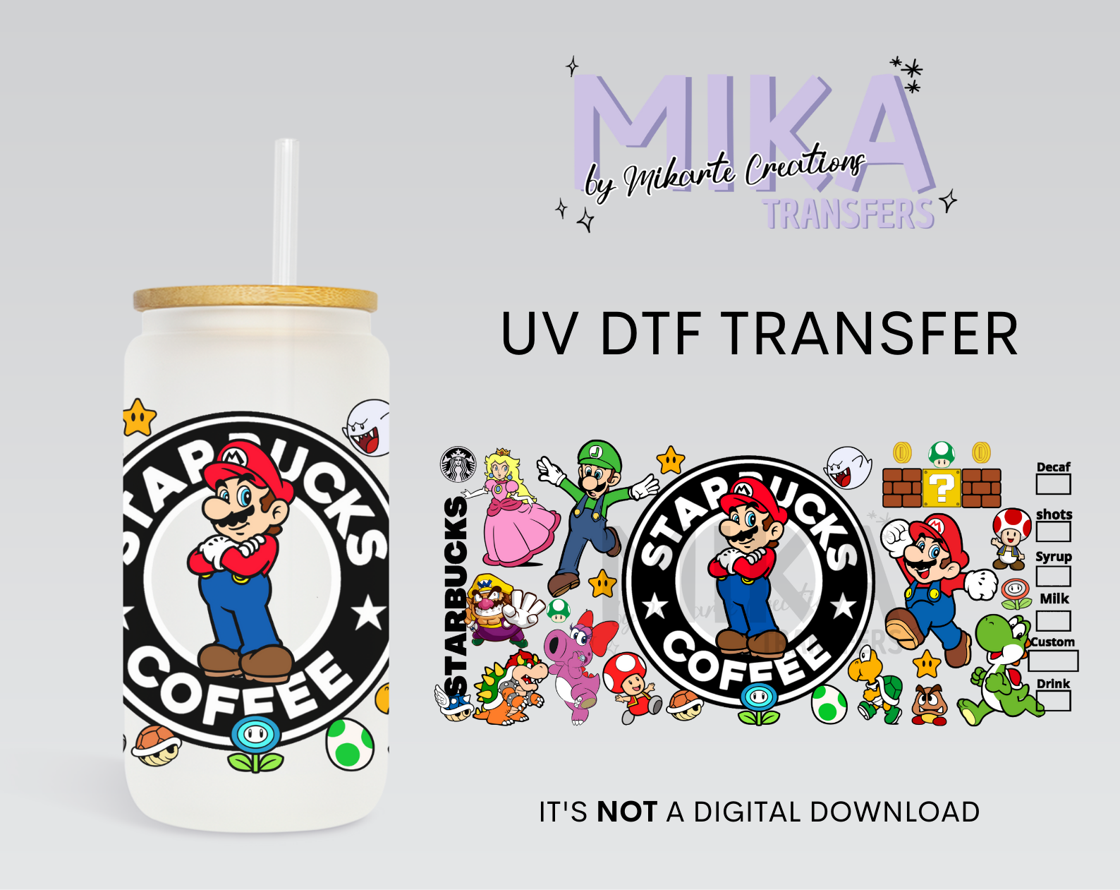 Mario Coffee | UV DTF Wrap