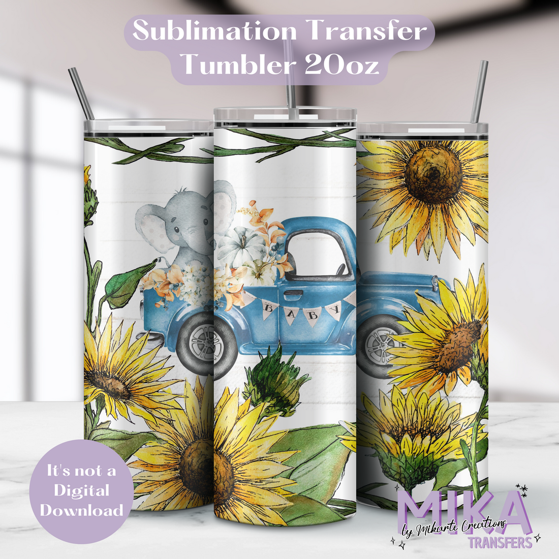 Baby Elephant | Tumbler Sublimation Transfers
