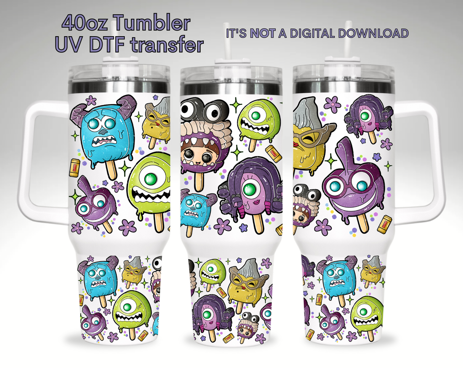 Cute Monsters Popsicle | UV DTF 40oz Tumber