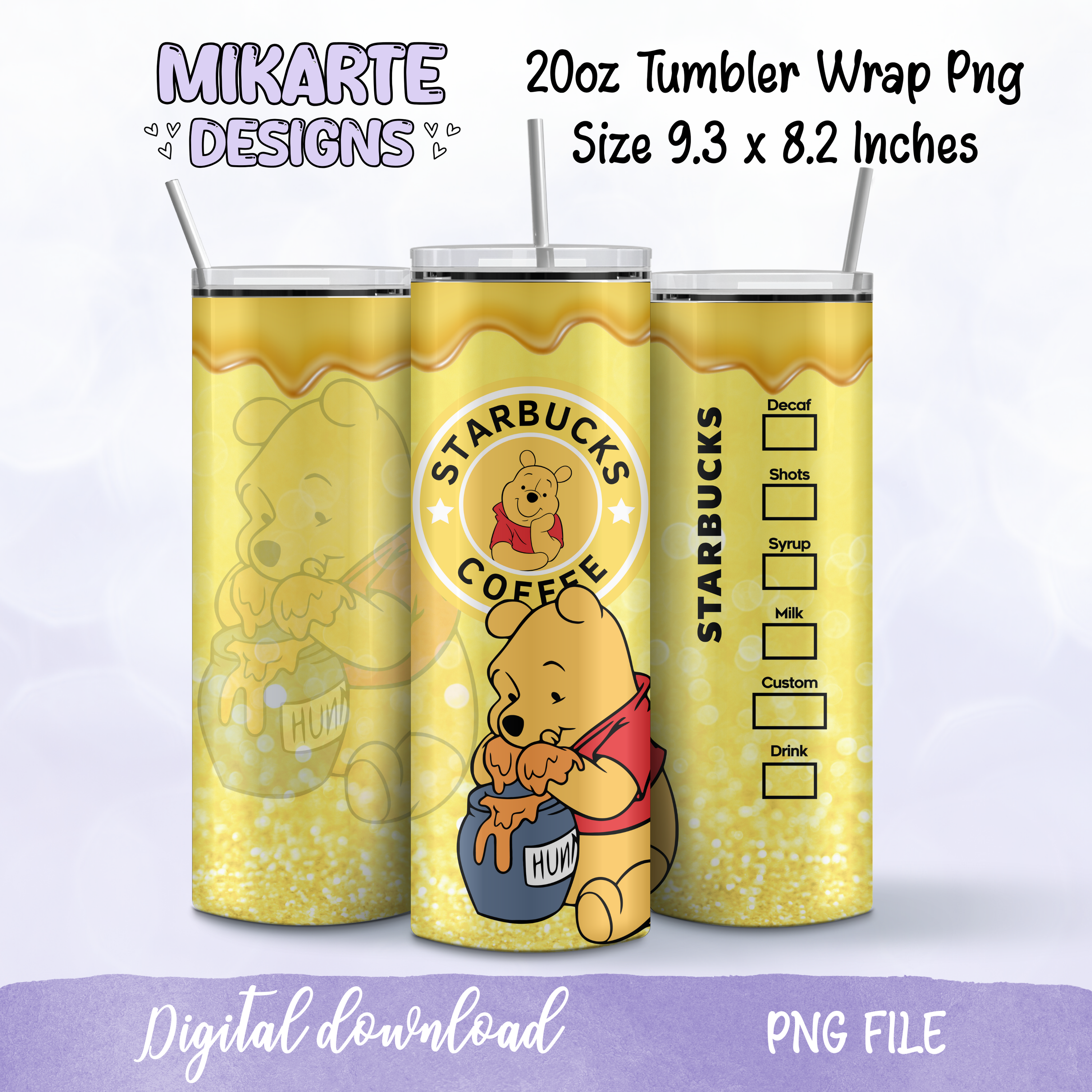 Oso Pooh | Diseño digital PNG para vaso