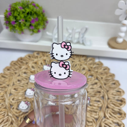 Pink Kat 3D Straw Topper