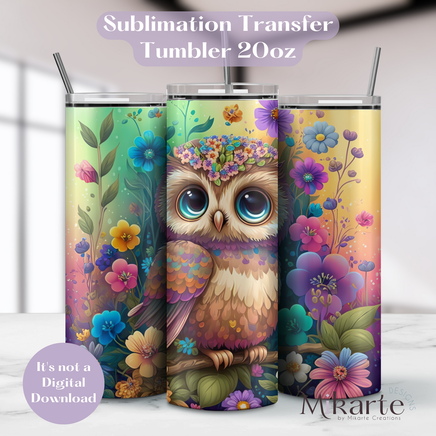 Owl Full Color - Tumbler Sublimation Transfer