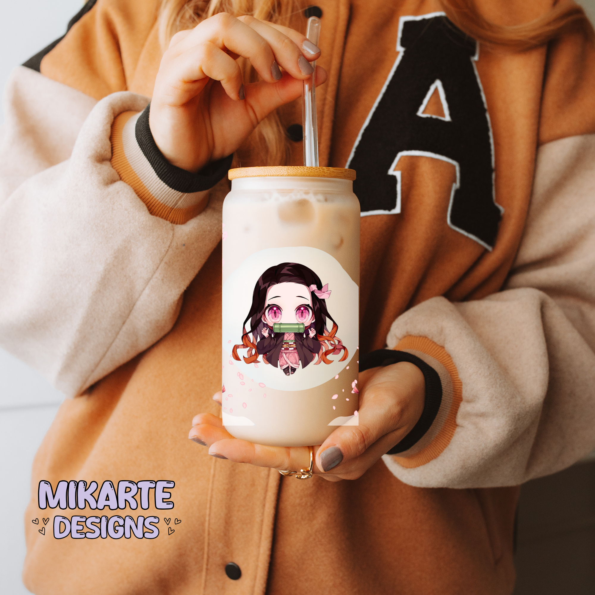 Nezuko | Diseño Digital PNG de Vaso de Vidrio de 16oz