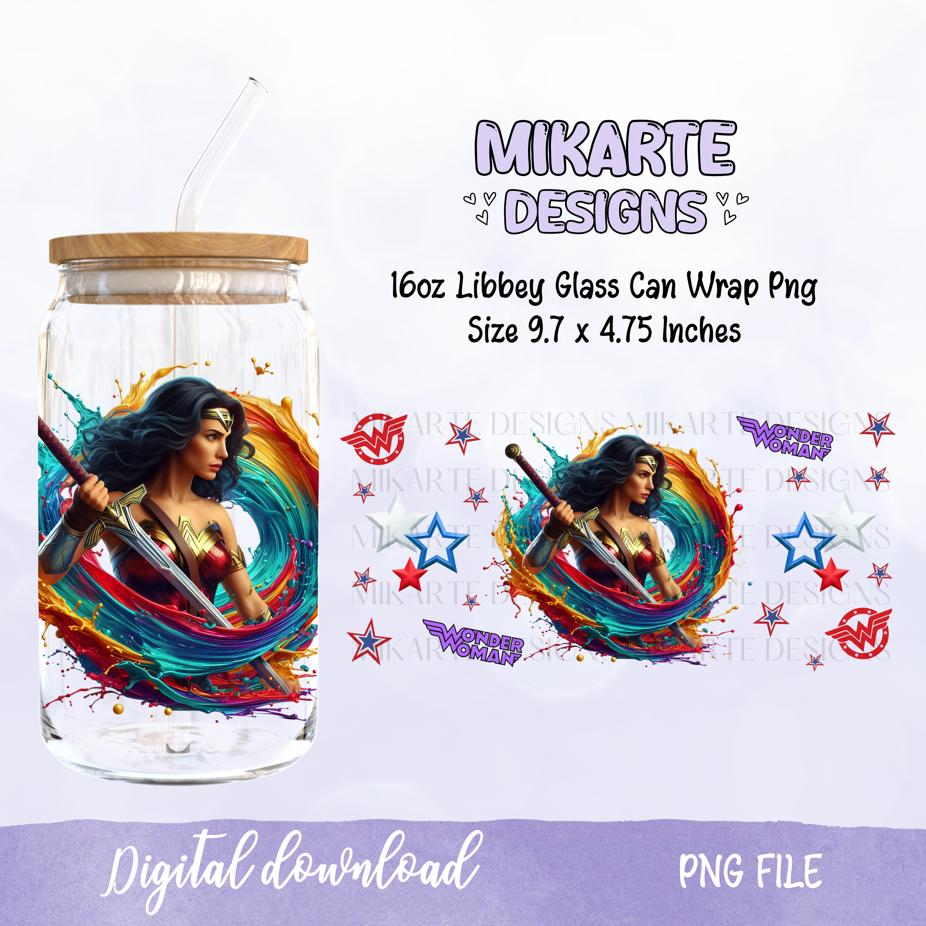 W.W. | Diseño digital PNG de lata de vidrio de 16 oz