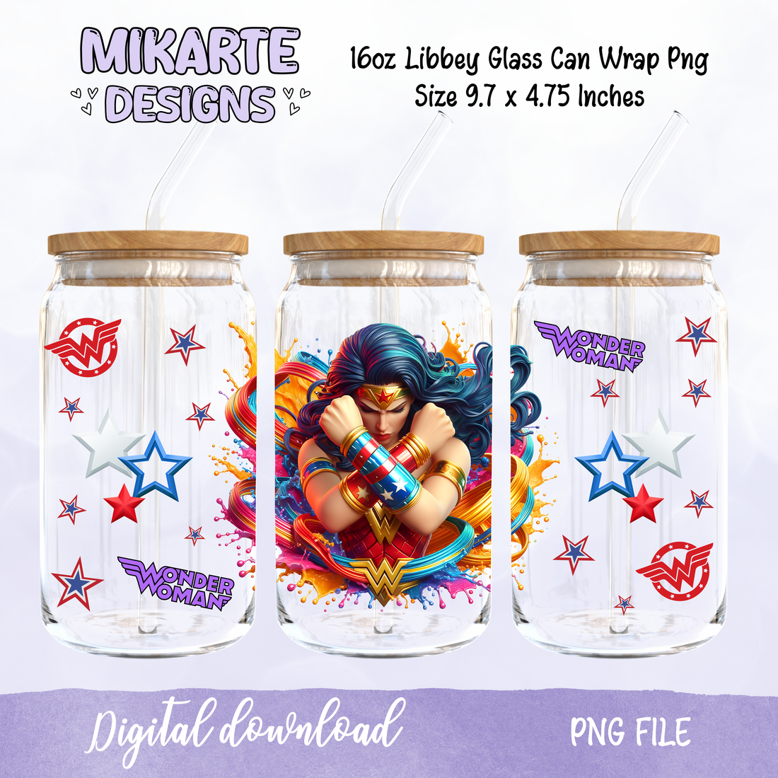 W.W | 16oz Glass Can PNG Digital Design