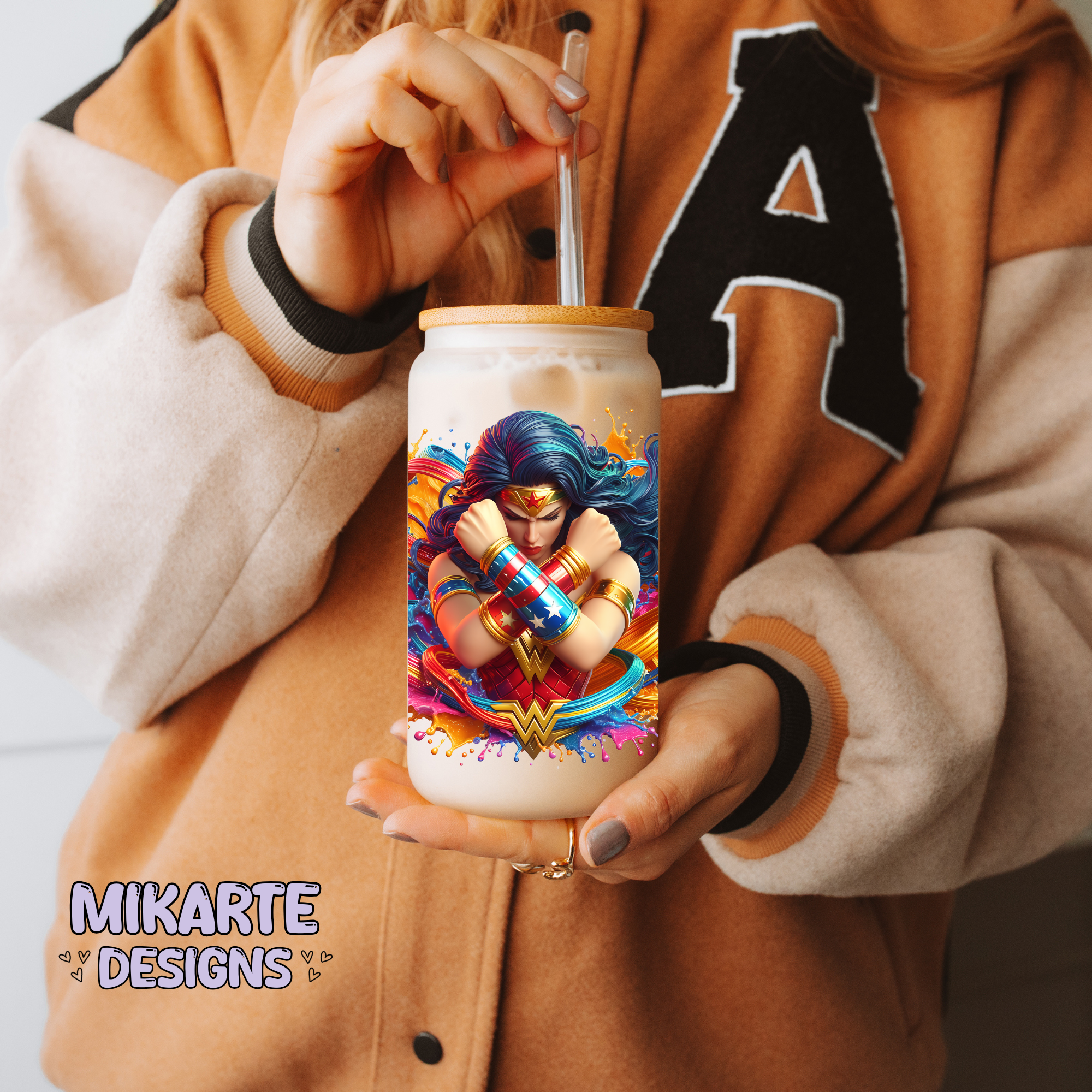 W.W | Diseño Digital PNG de Vaso de Cristal de 16oz