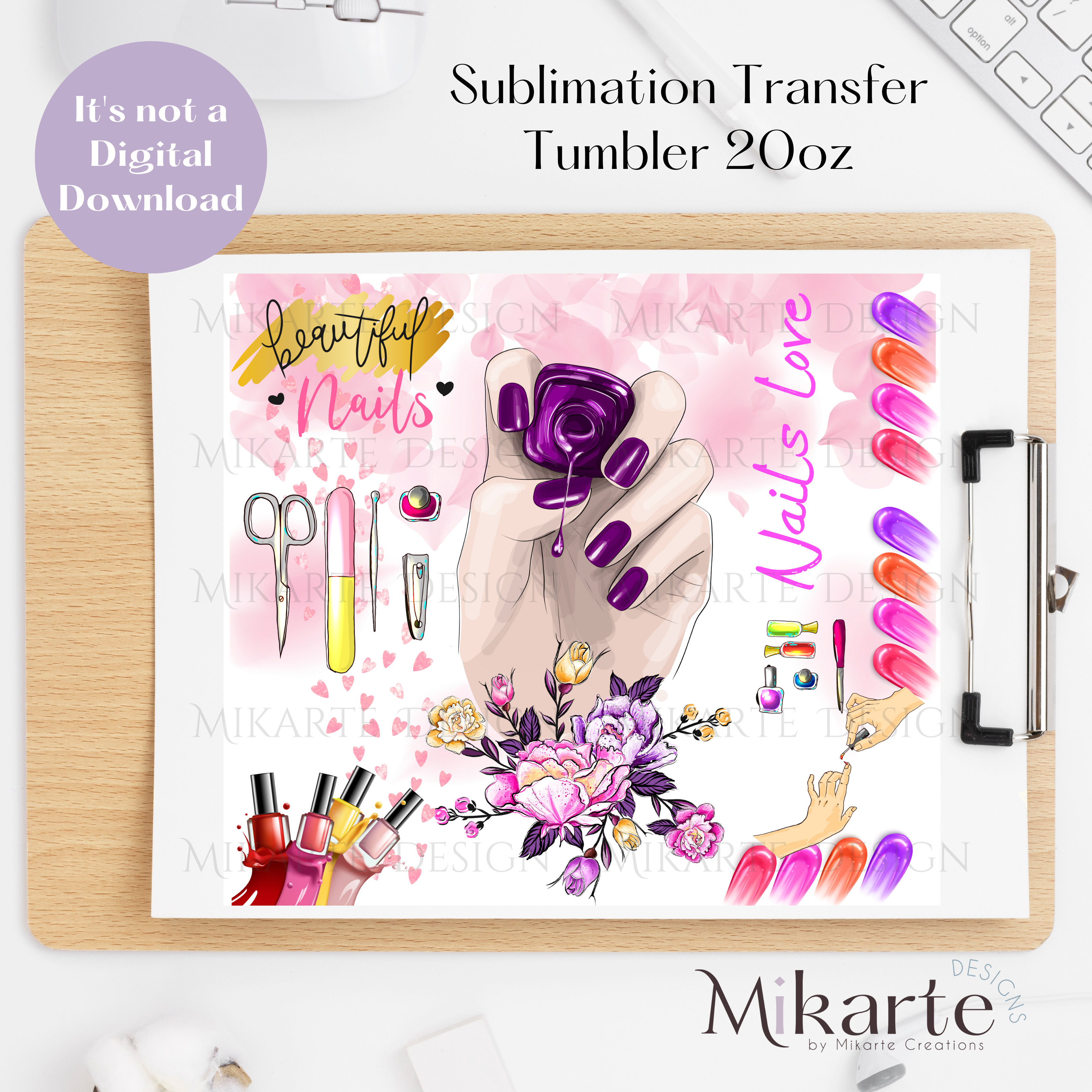 Beautiful Nails - Tumbler Sublimation Transfer