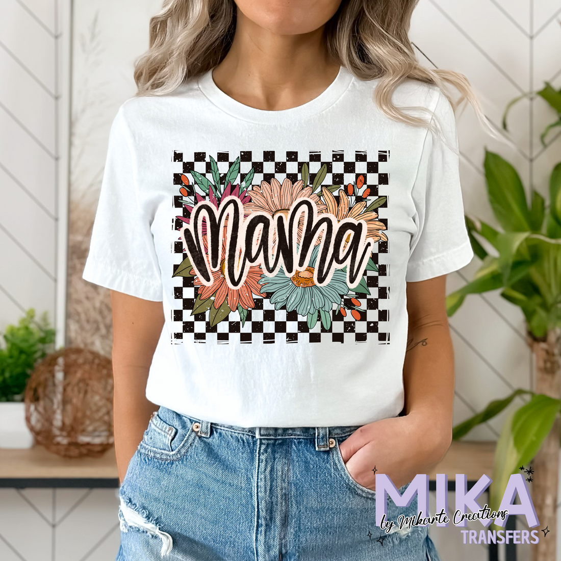 Mama black checkers | DTF Transfer