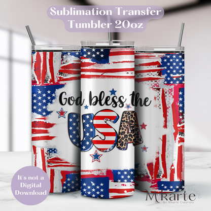 God bless the USA - Tumbler Sublimation Transfer