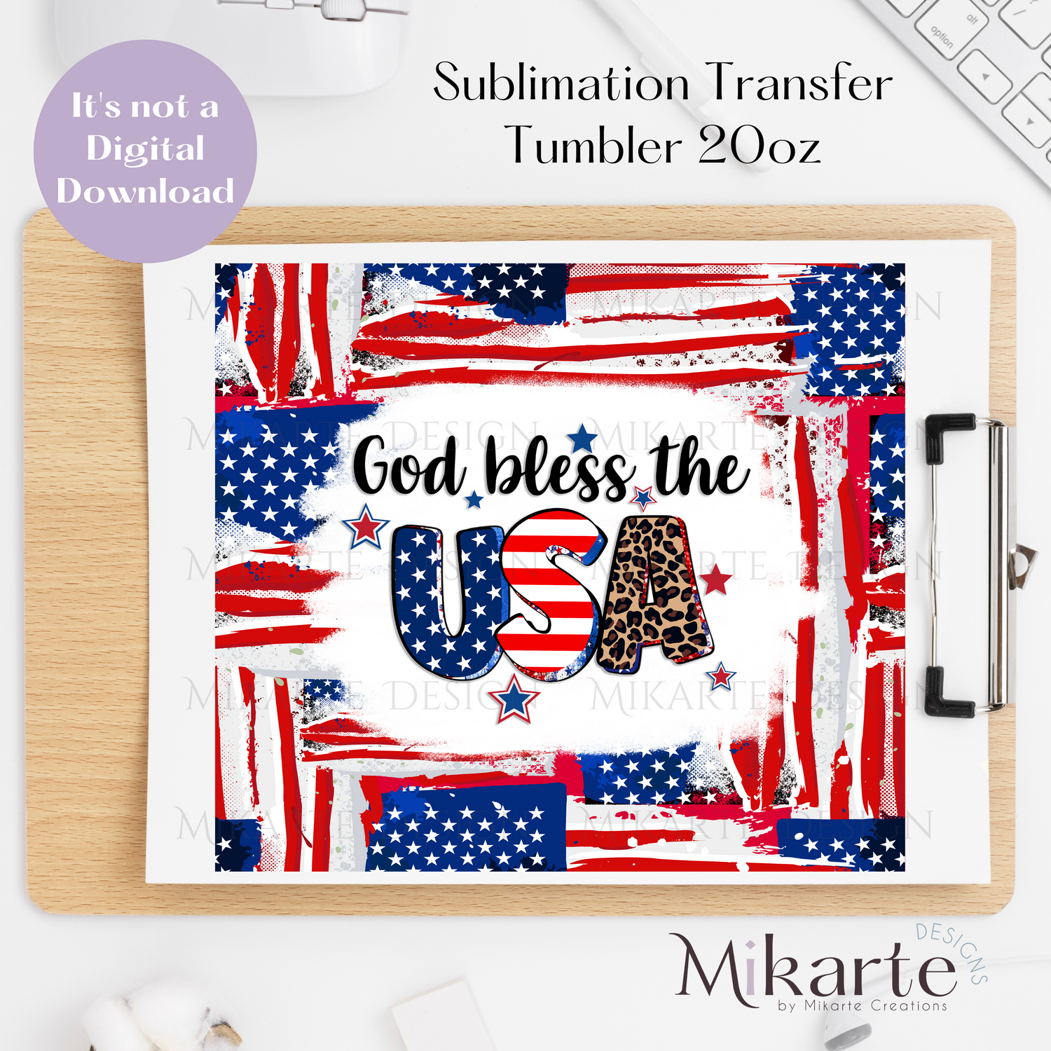 God bless the USA - Tumbler Sublimation Transfer