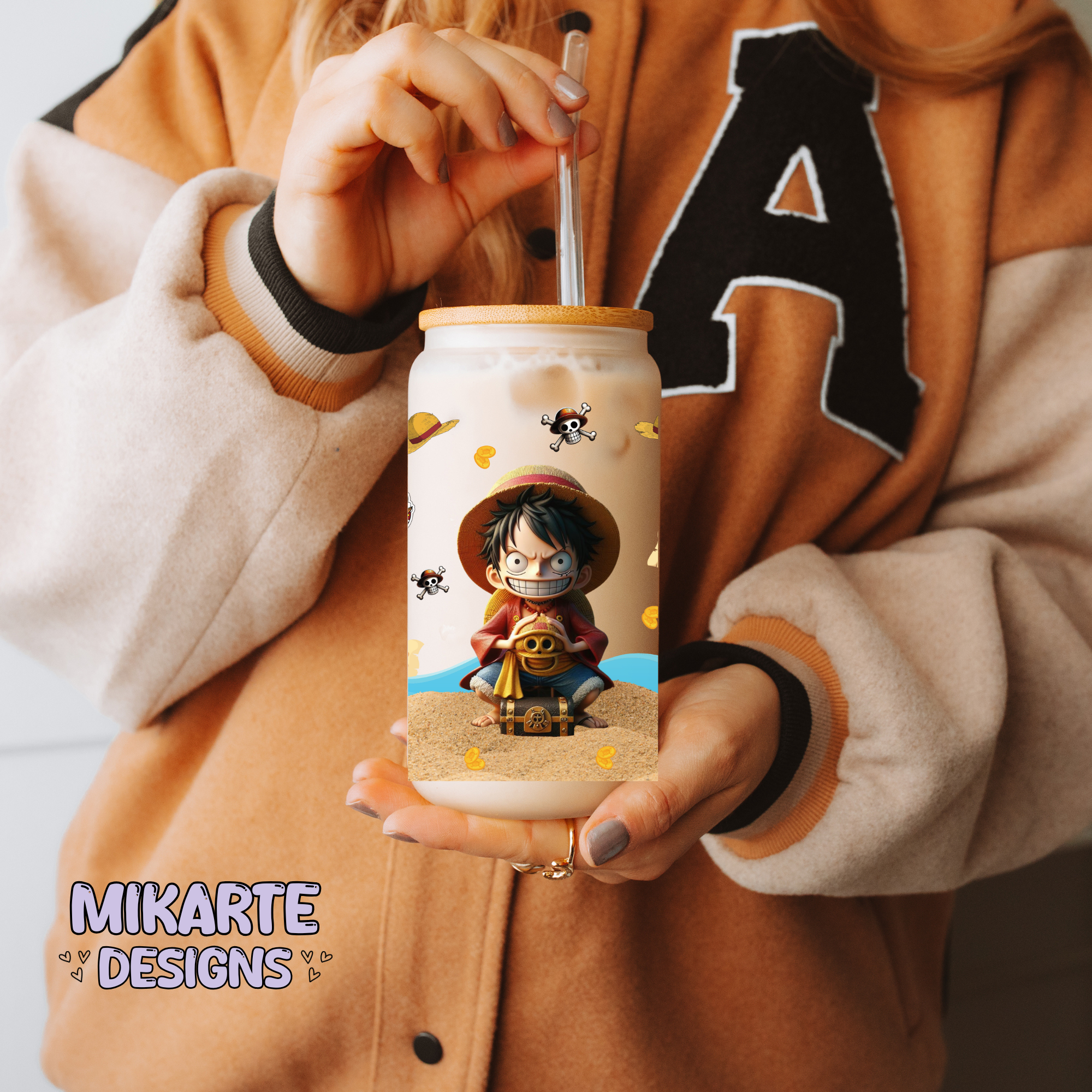 Anime de One Piece | Diseño Digital PNG de Vaso de Cristal de 16oz