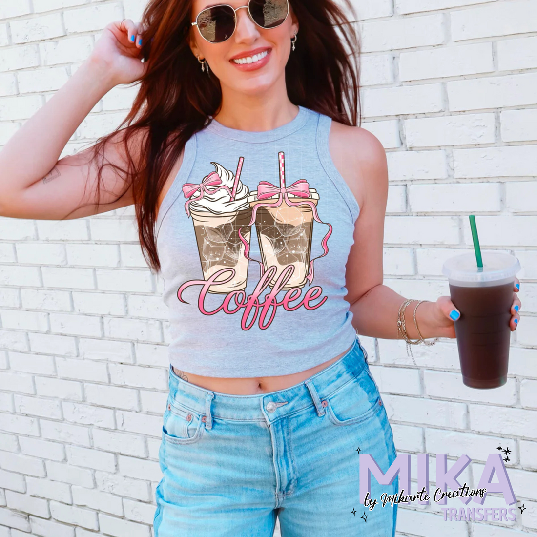 Pink Iced Coffee Bow | DTF Transfer