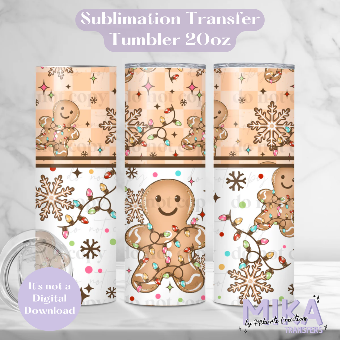 Gingerbread Christmas Lights | Tumbler Sublimation Transfer