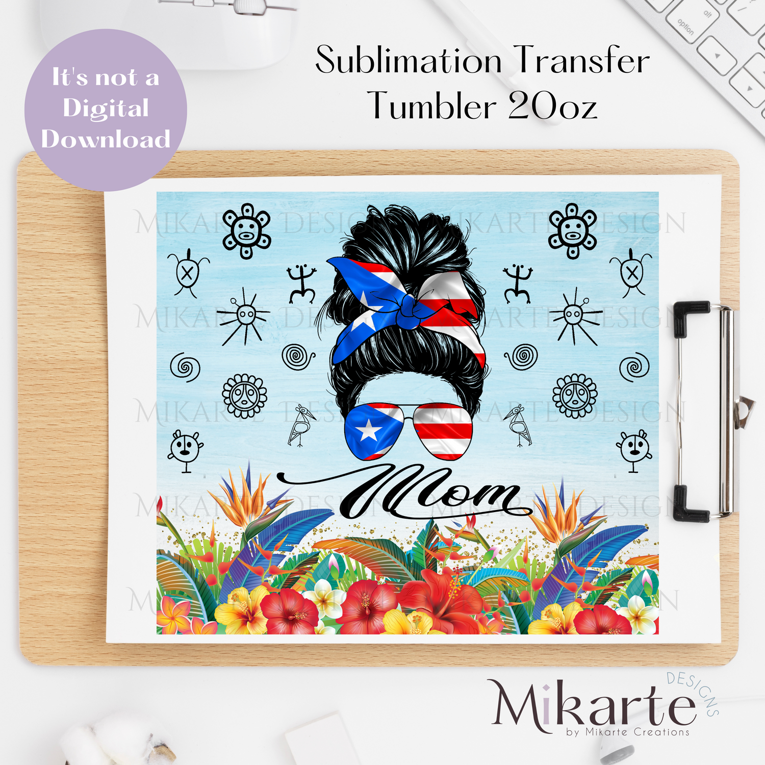 Mom Boricua - Tumbler Sublimation Transfer