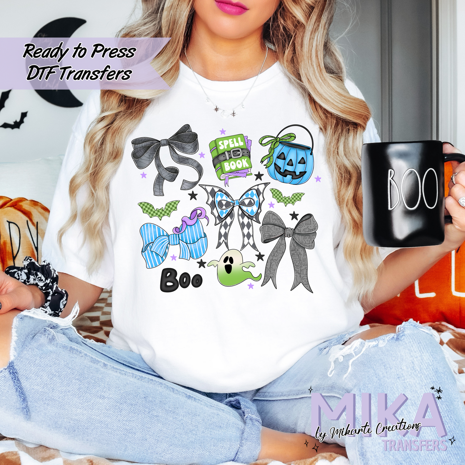 Blue Halloween Bow | DTF Transfer