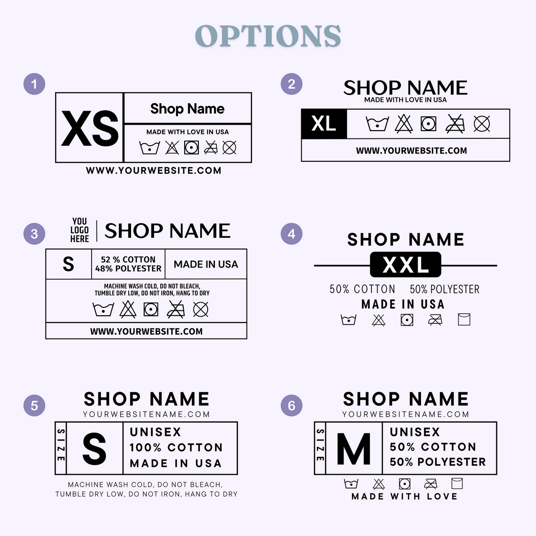 50 Clothing Neck Tag Label