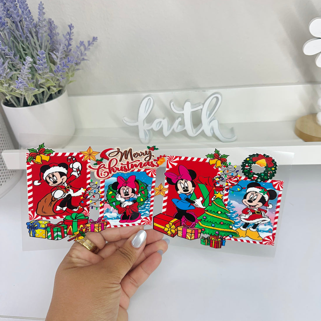 Merry Christmas Girl Mouse | UV DTF