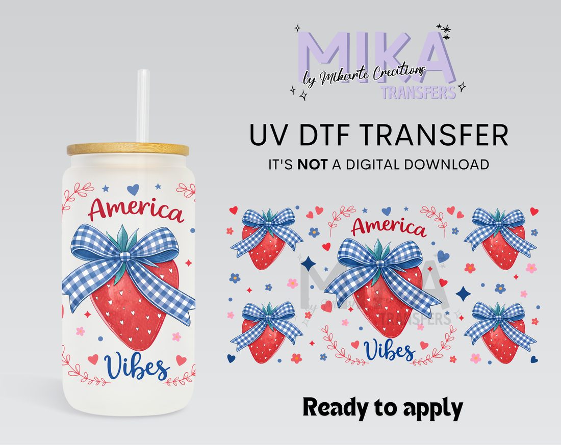 4th Strawberry Bows | UV DTF