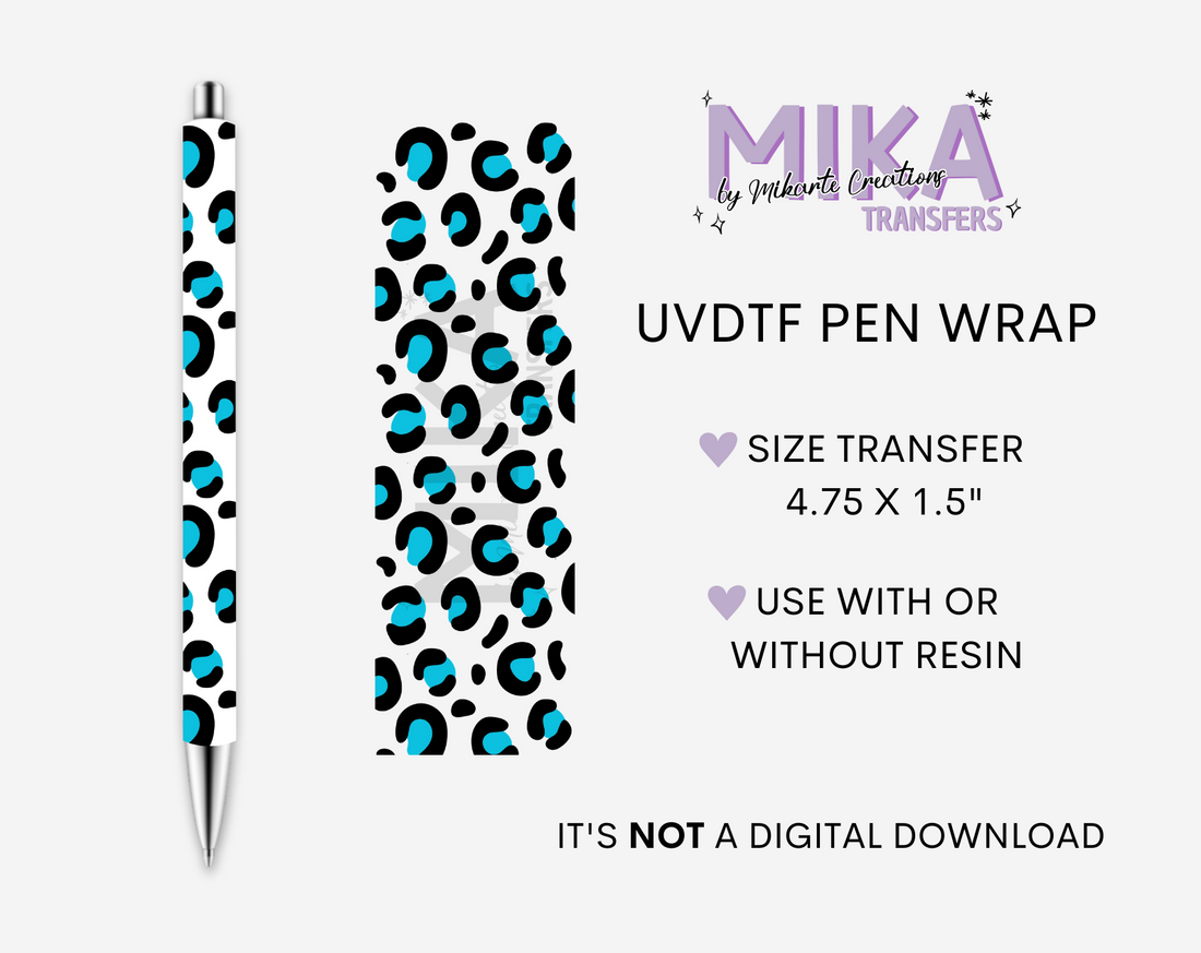 Blue Animal Print | UVDTF Pen Wrap