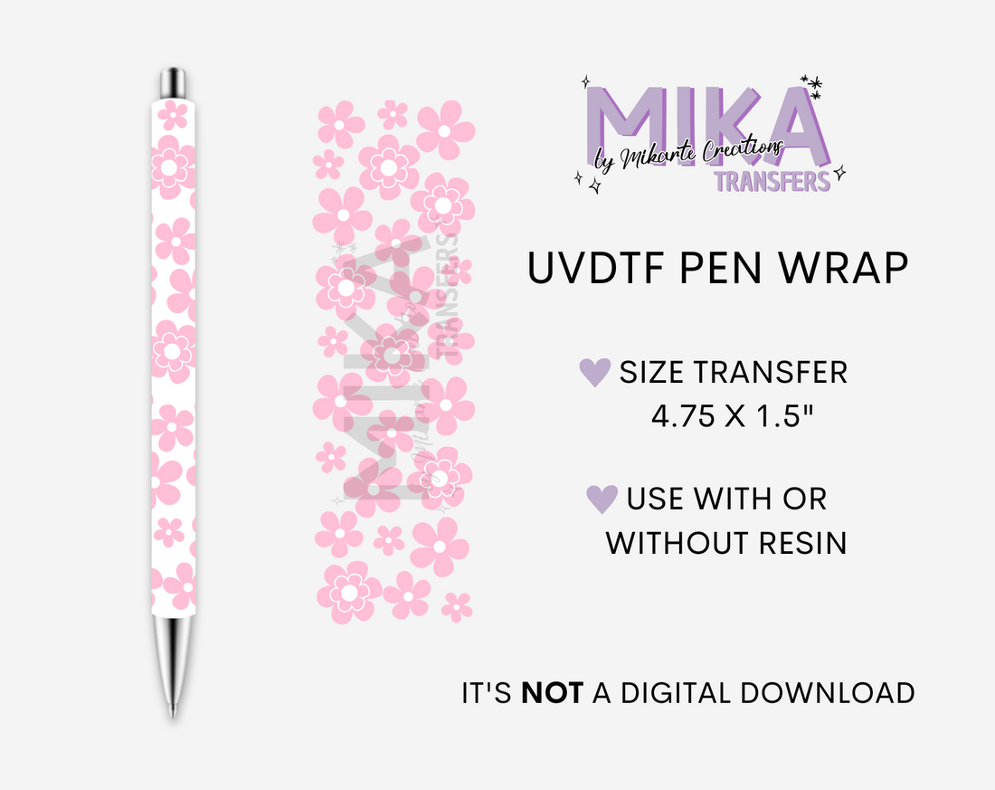 Pink Flowers | UVDTF Pen Wrap