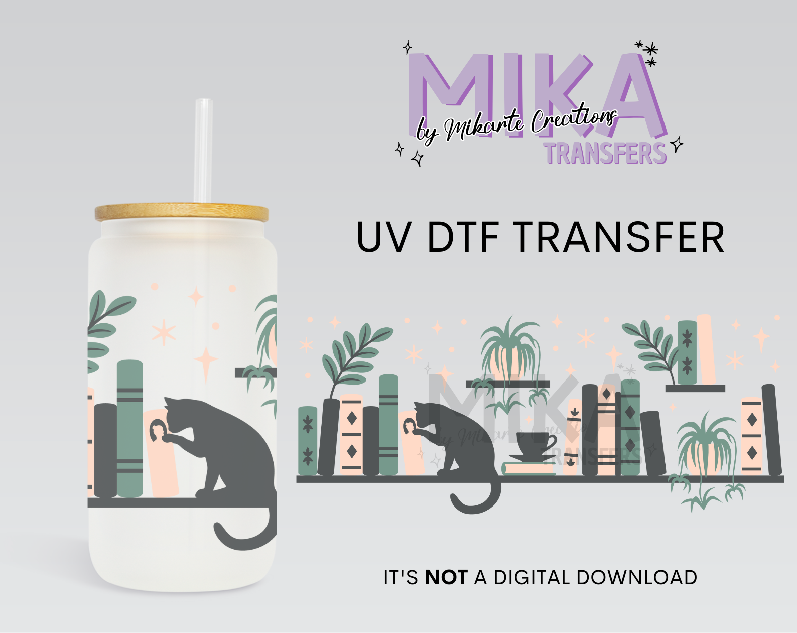 Cat &amp; Book | UV DTF Wrap