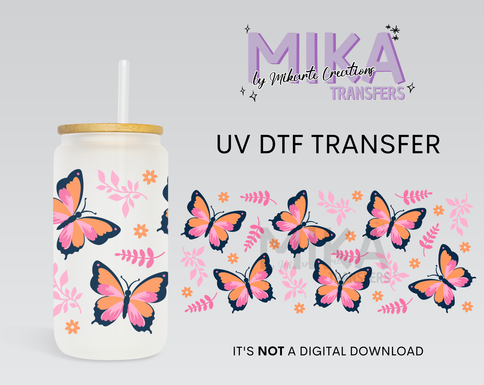 Pink Butterflies | UV DTF Wrap