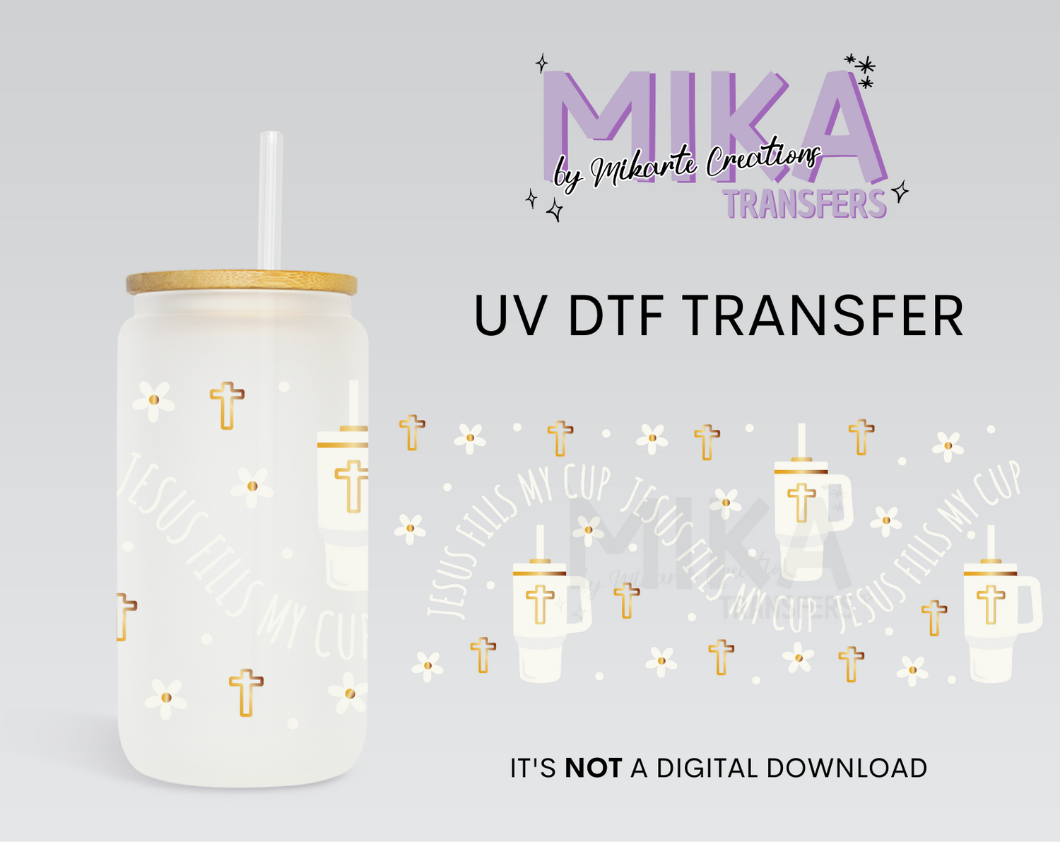 Jesus Fills my cup white | UV DTF Wrap