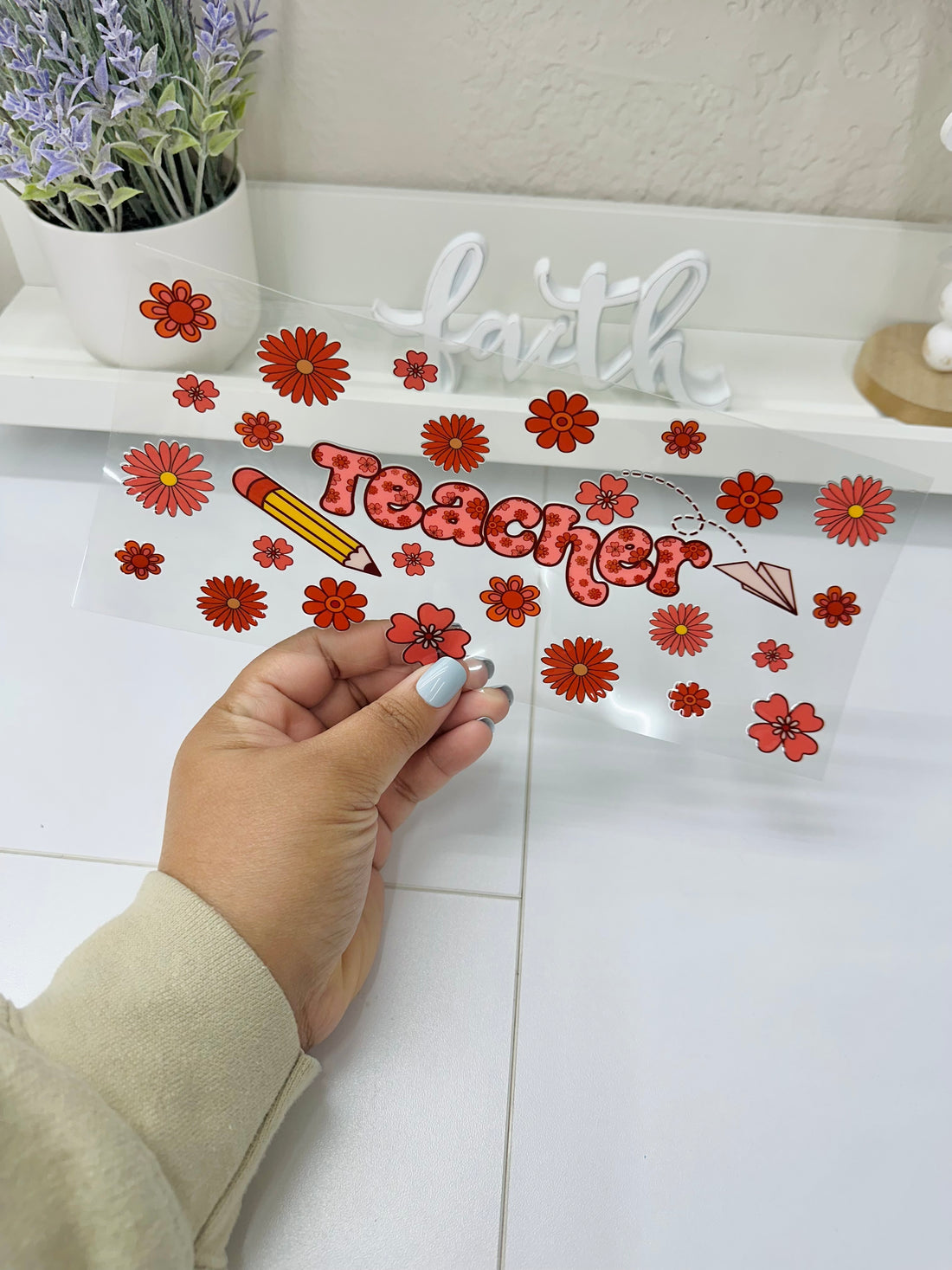 Teacher Retro Flower | UV DTF Wrap