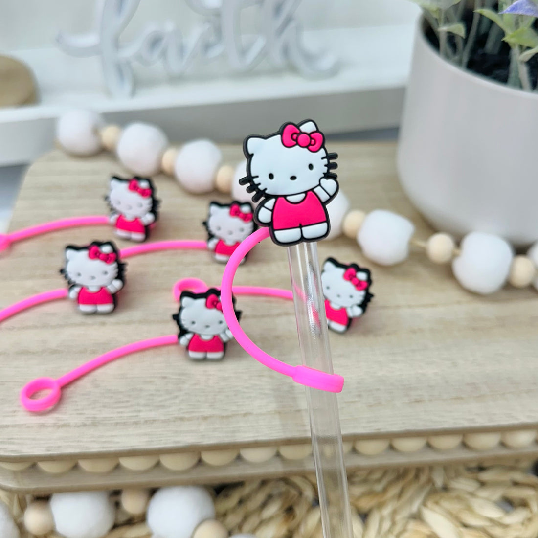 Pink Ki-tty | Straw Topper