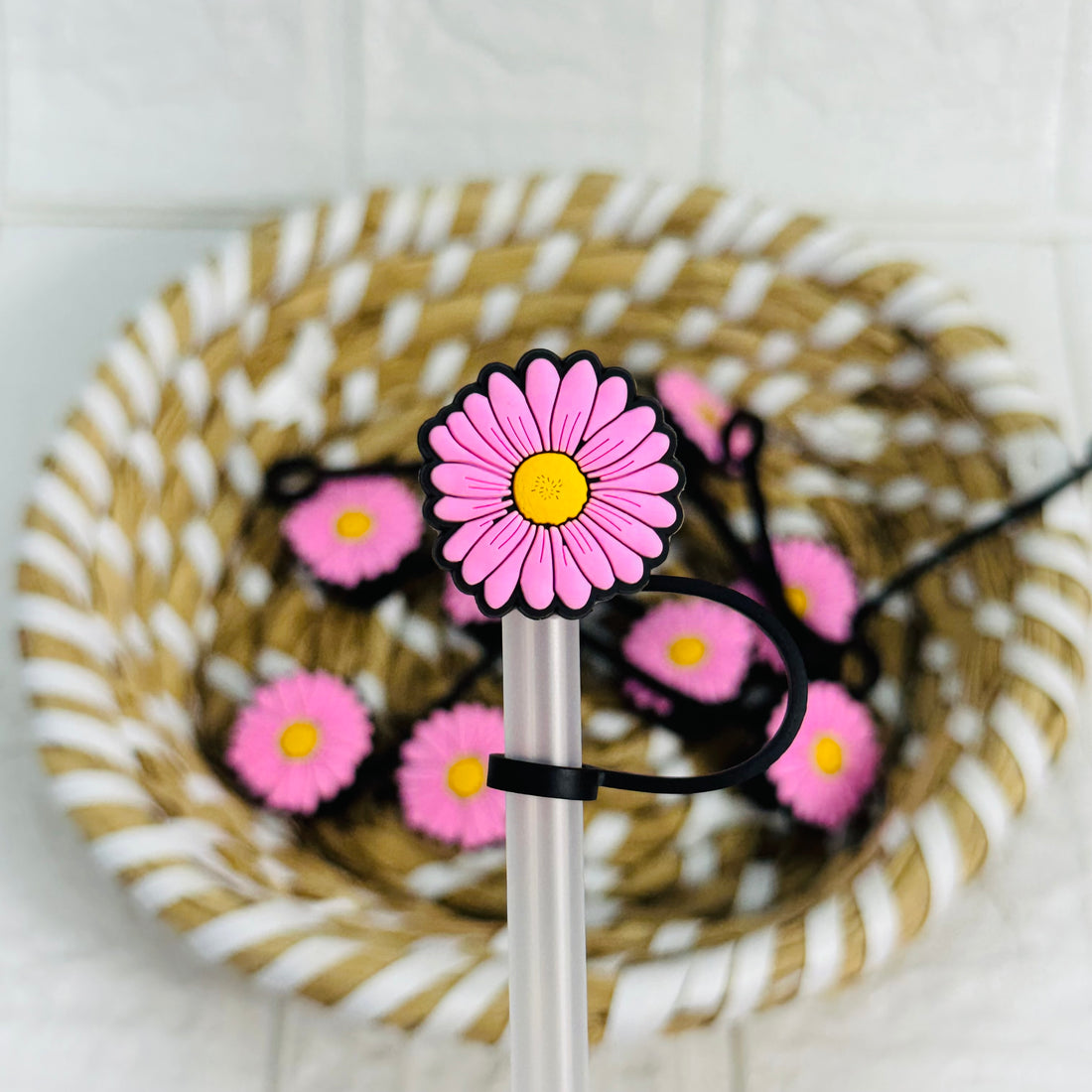 Pink flower | Straw Topper