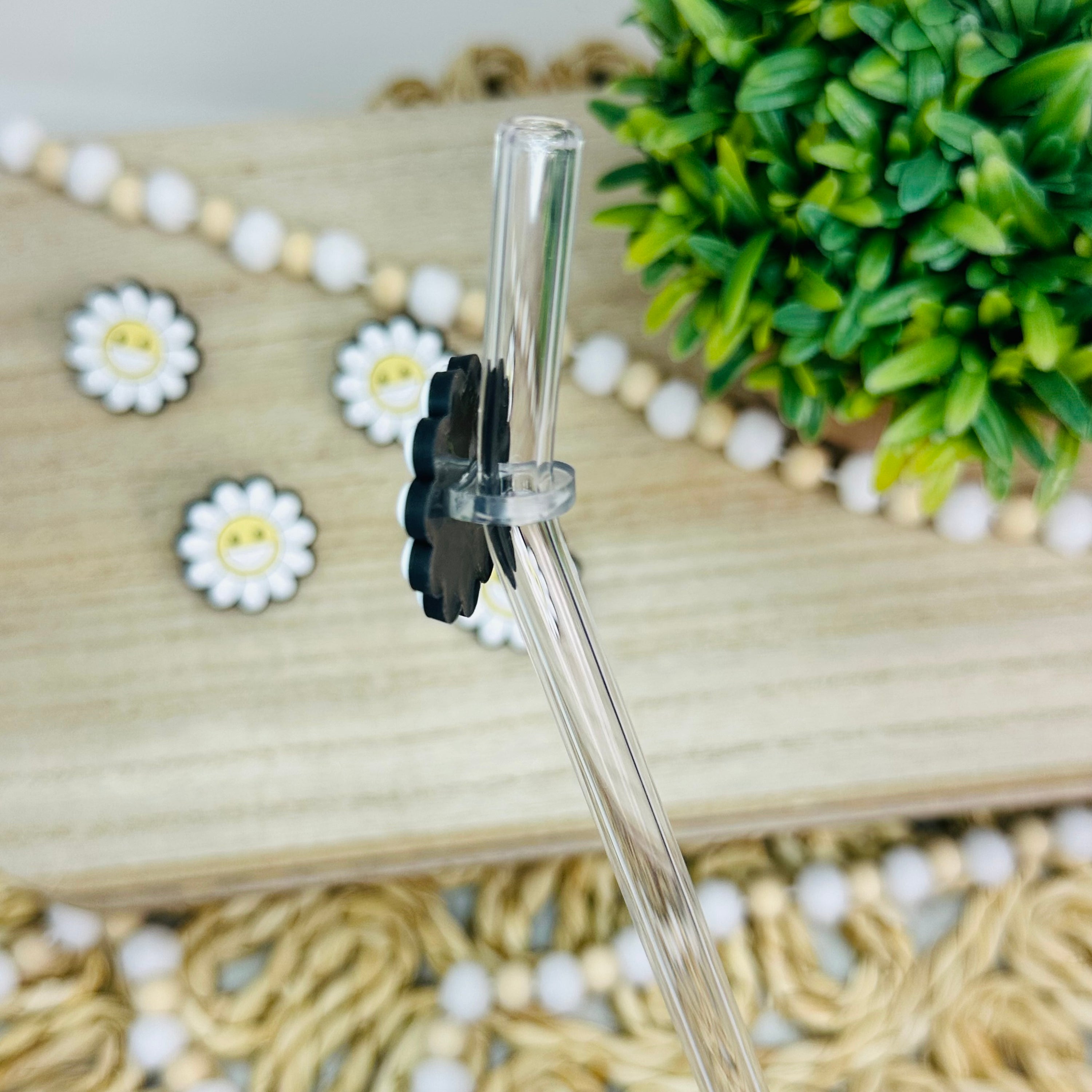 Flower Happy Face | Straw Charms