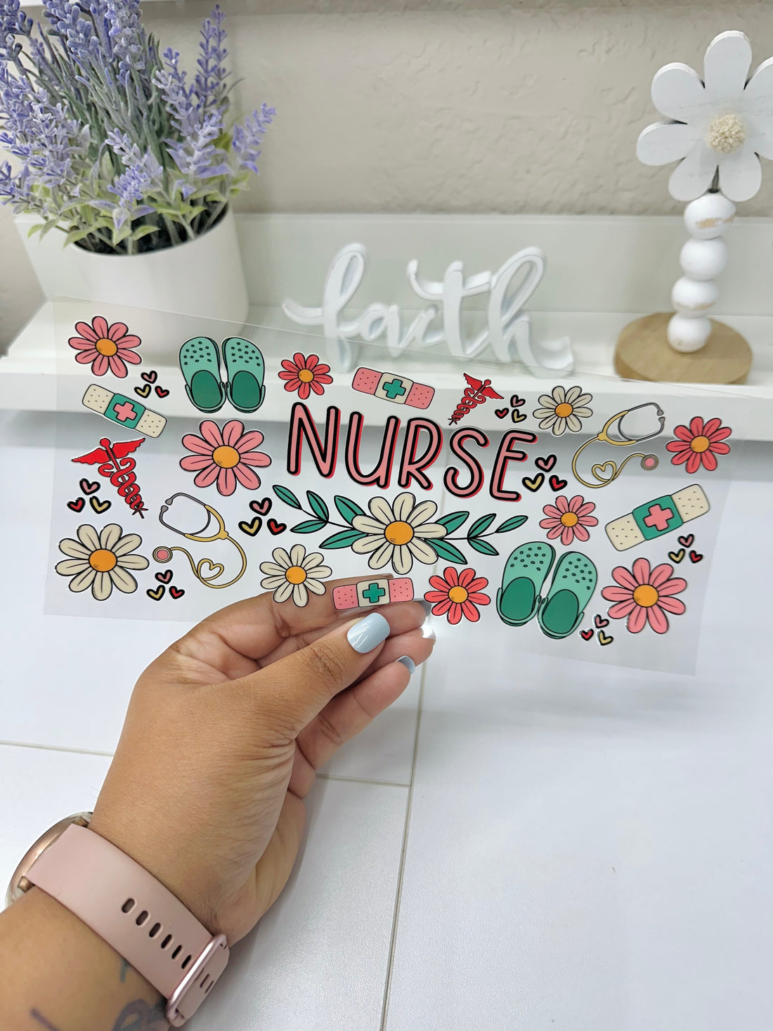Boho floral nurse | UV DTF Wrap