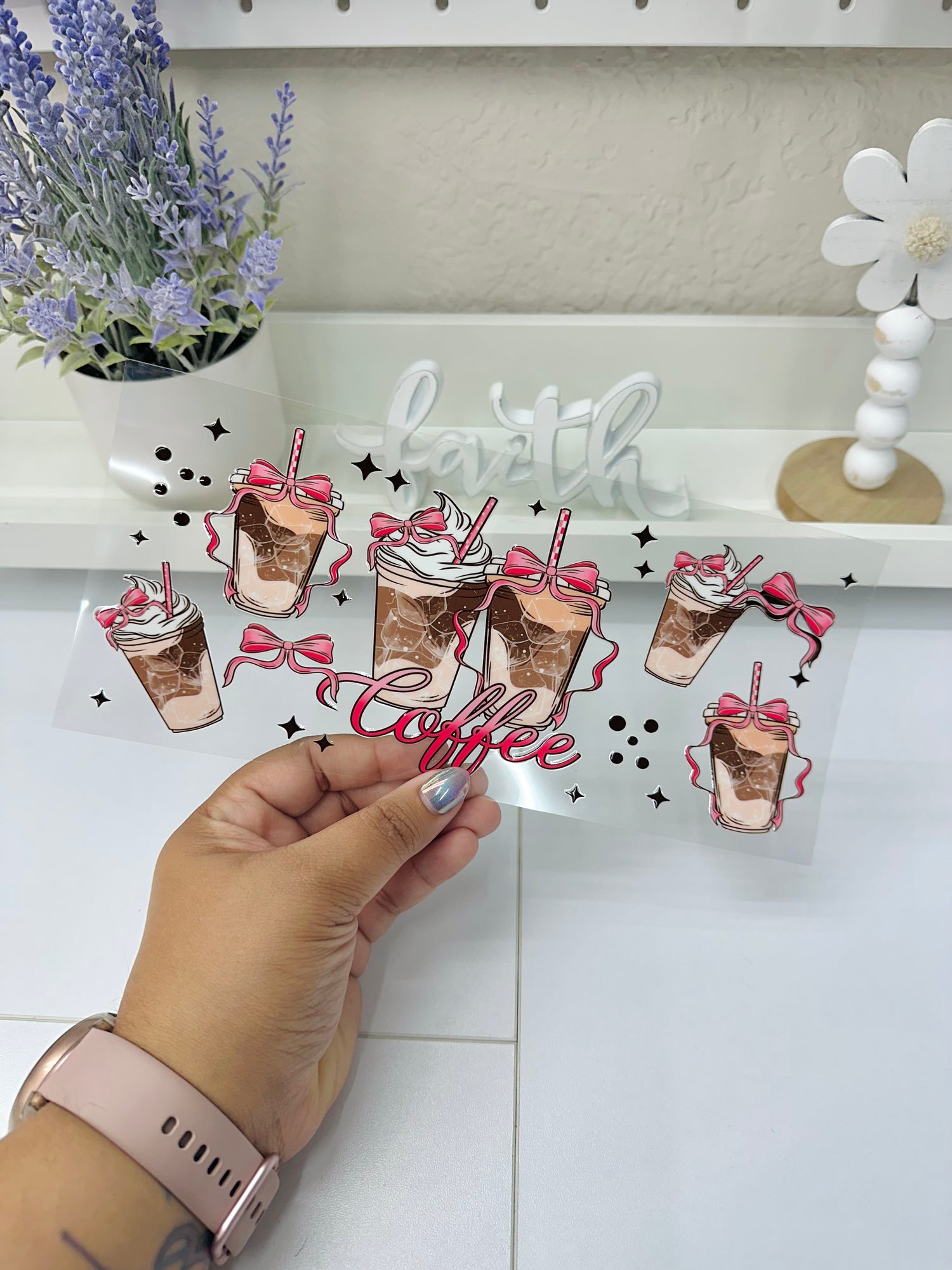 Pink Coffee Bows | UV DTF