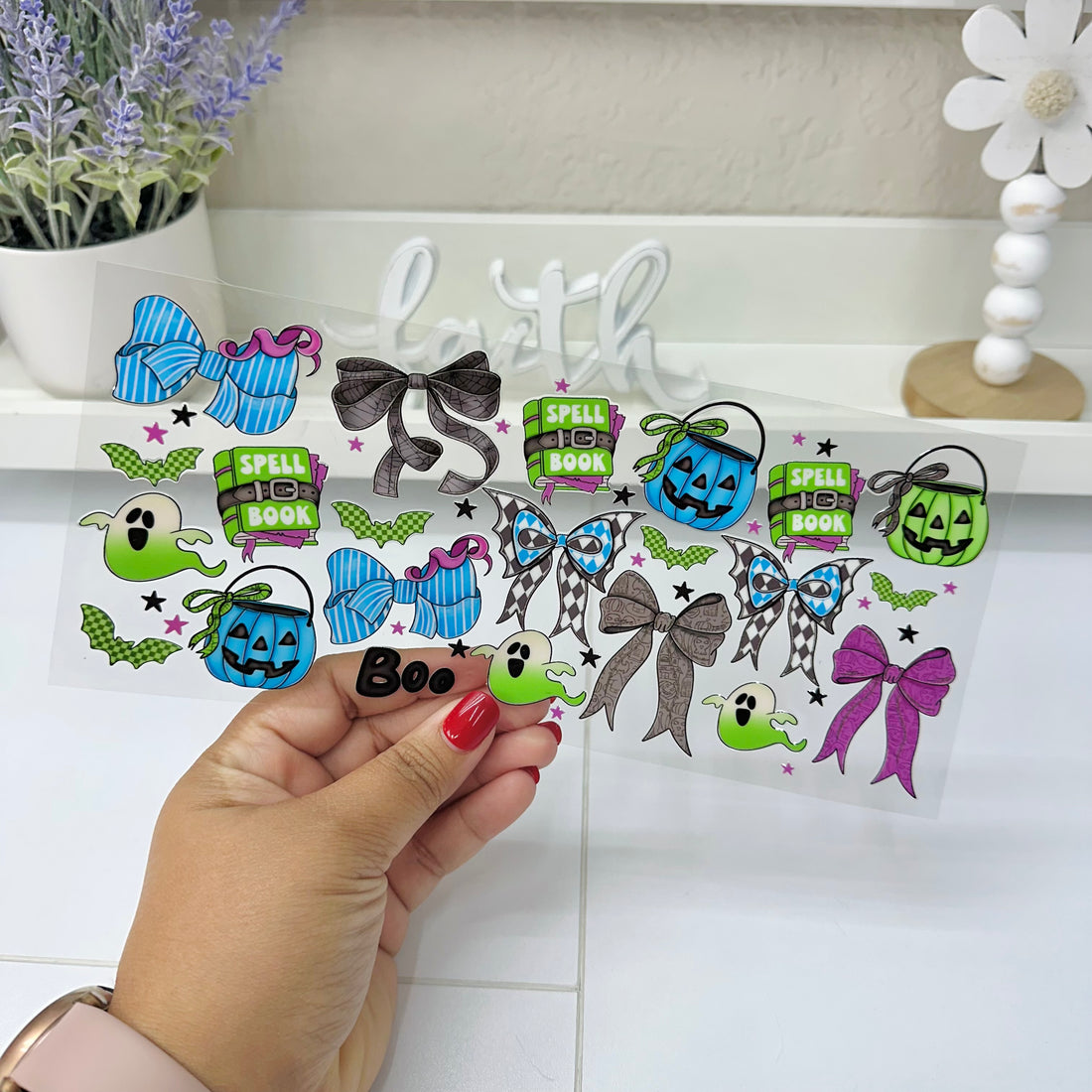 Blue Spooky Halloween Bows | UV DTF