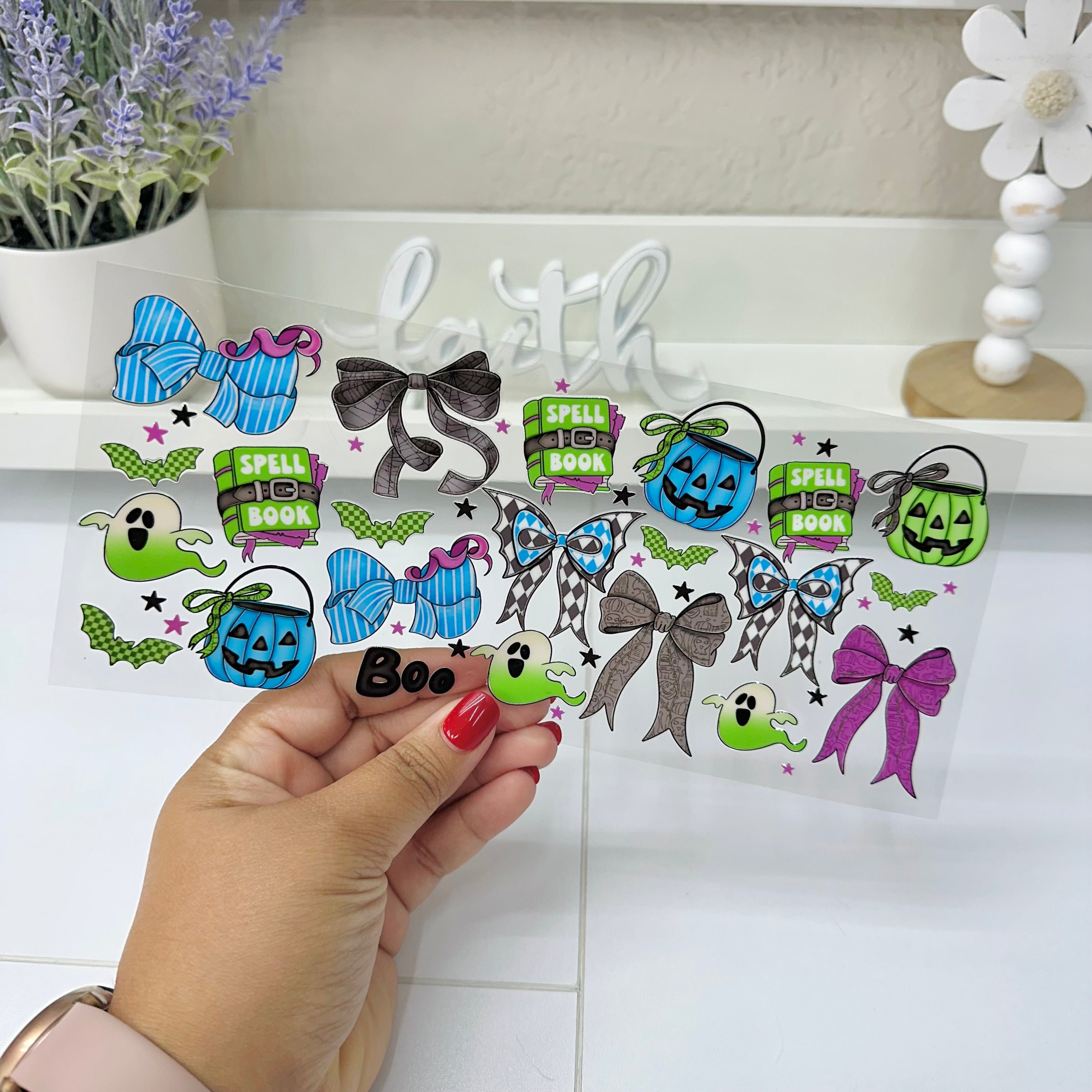 Blue Spooky Halloween Bows | UV DTF
