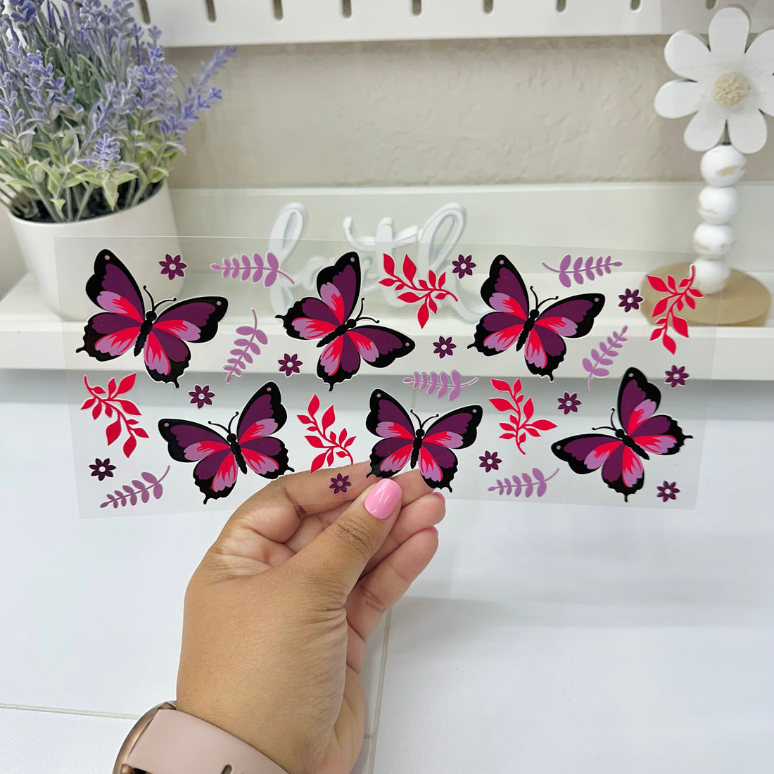 Purple Floral Butterfly | UV DTF Wrap
