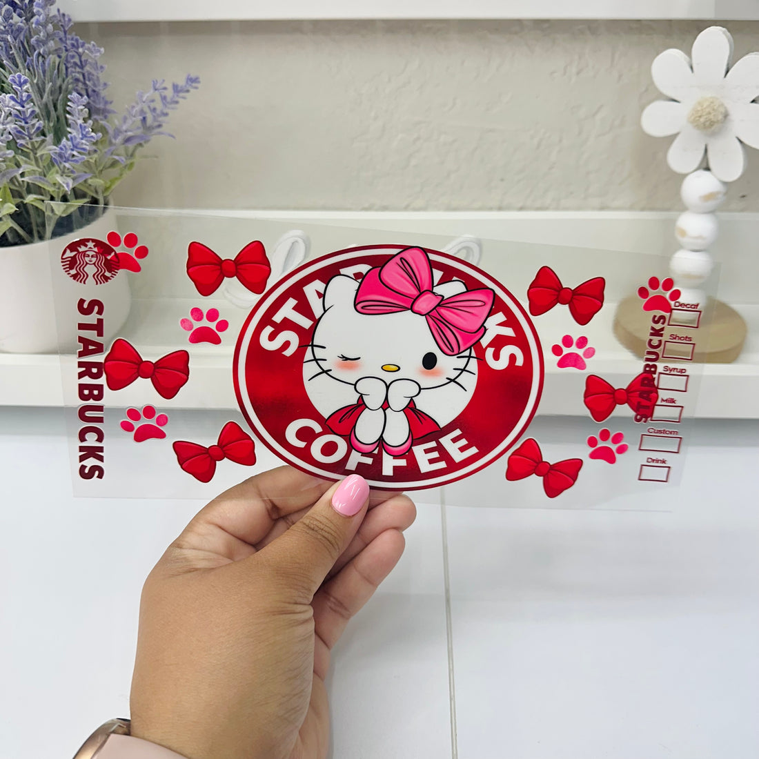 Pink Cat Coffee | UV DTF Wrap