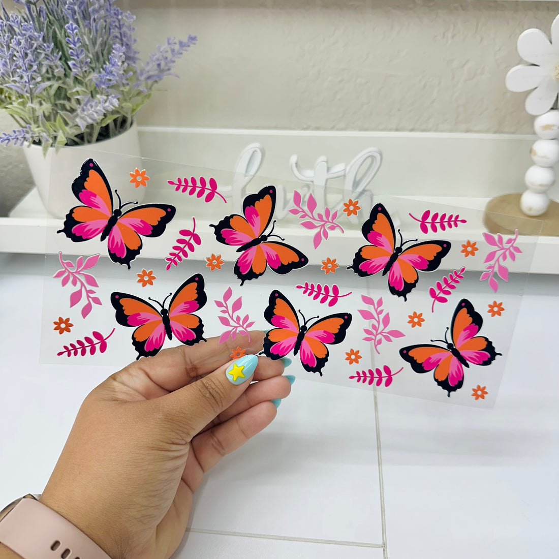 Pink Butterflies | UV DTF Wrap